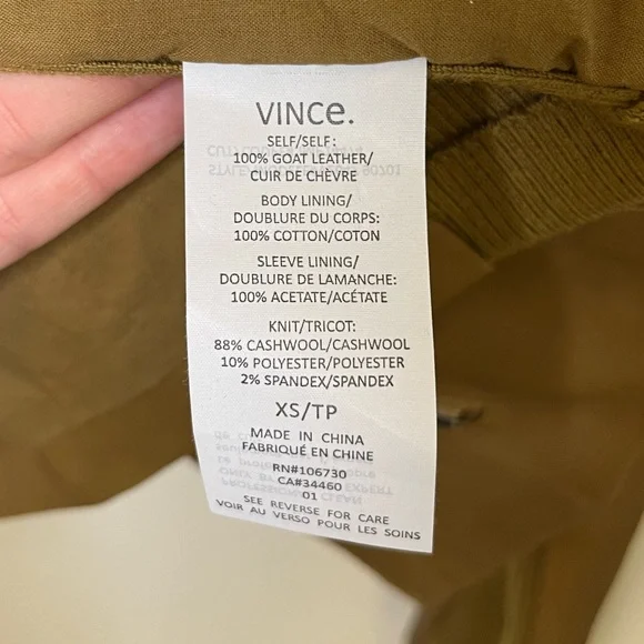 Vince NWOT Goat Leather Moto Jacket Size XS - Picture 9 of 11